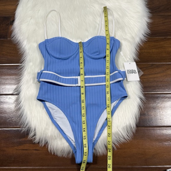 Solid & Striped Women's Size Small Blue The Spencer Belted One Piece Swimsuit - Picture 4 of 12